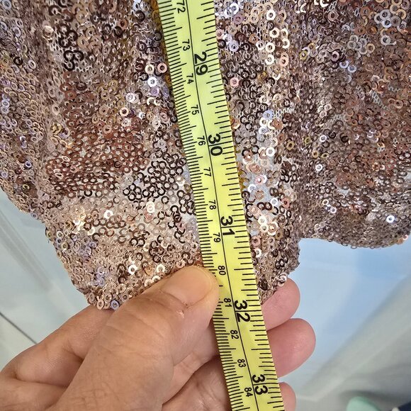 NWT Rosegold Sequin Wrap Dress, Long Sleeves brand is Honey Punch - Picture 3 of 4